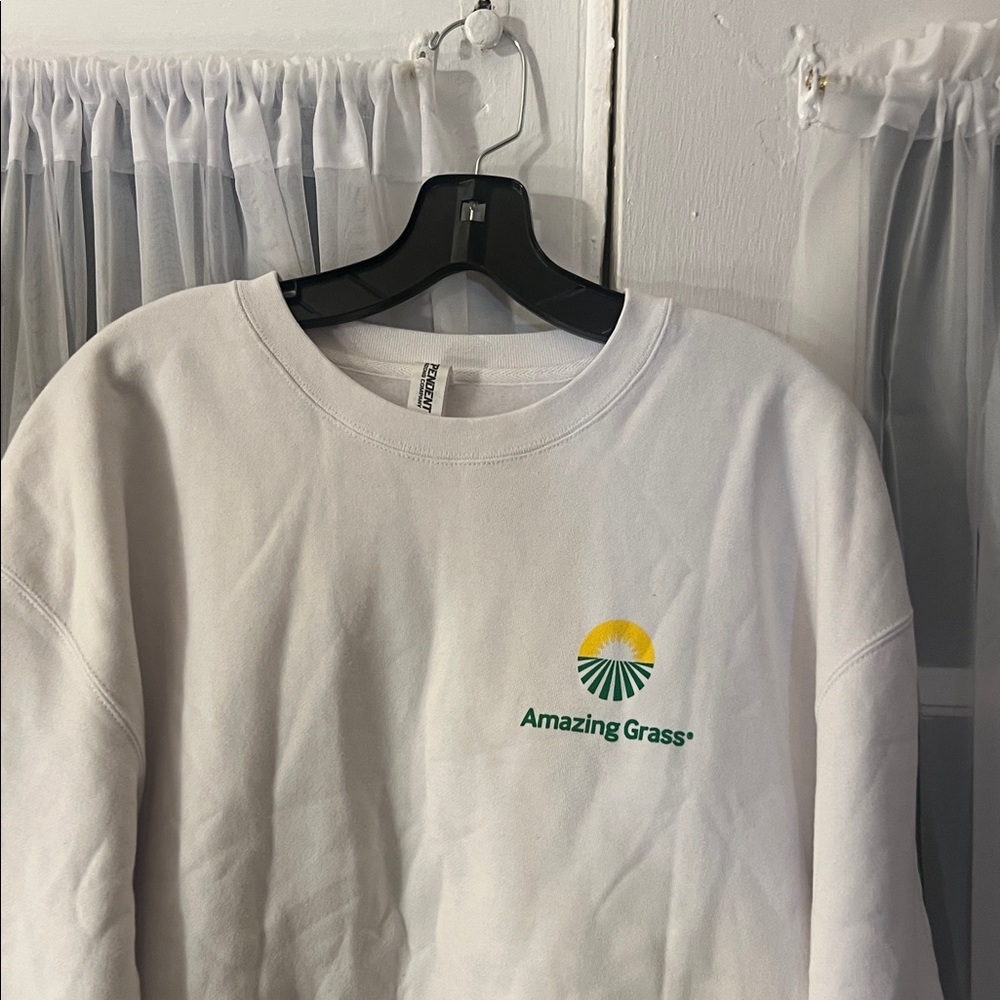 Amazing Grass Kick Some Grass Graphic Crewneck Sweatshirt Men’s Large White - Picture 7 of 13